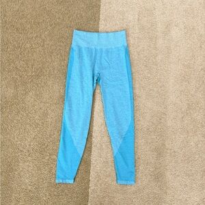 PINK Victoria's Secret Seamless Vibrant Aqua Blue Workout Leggings